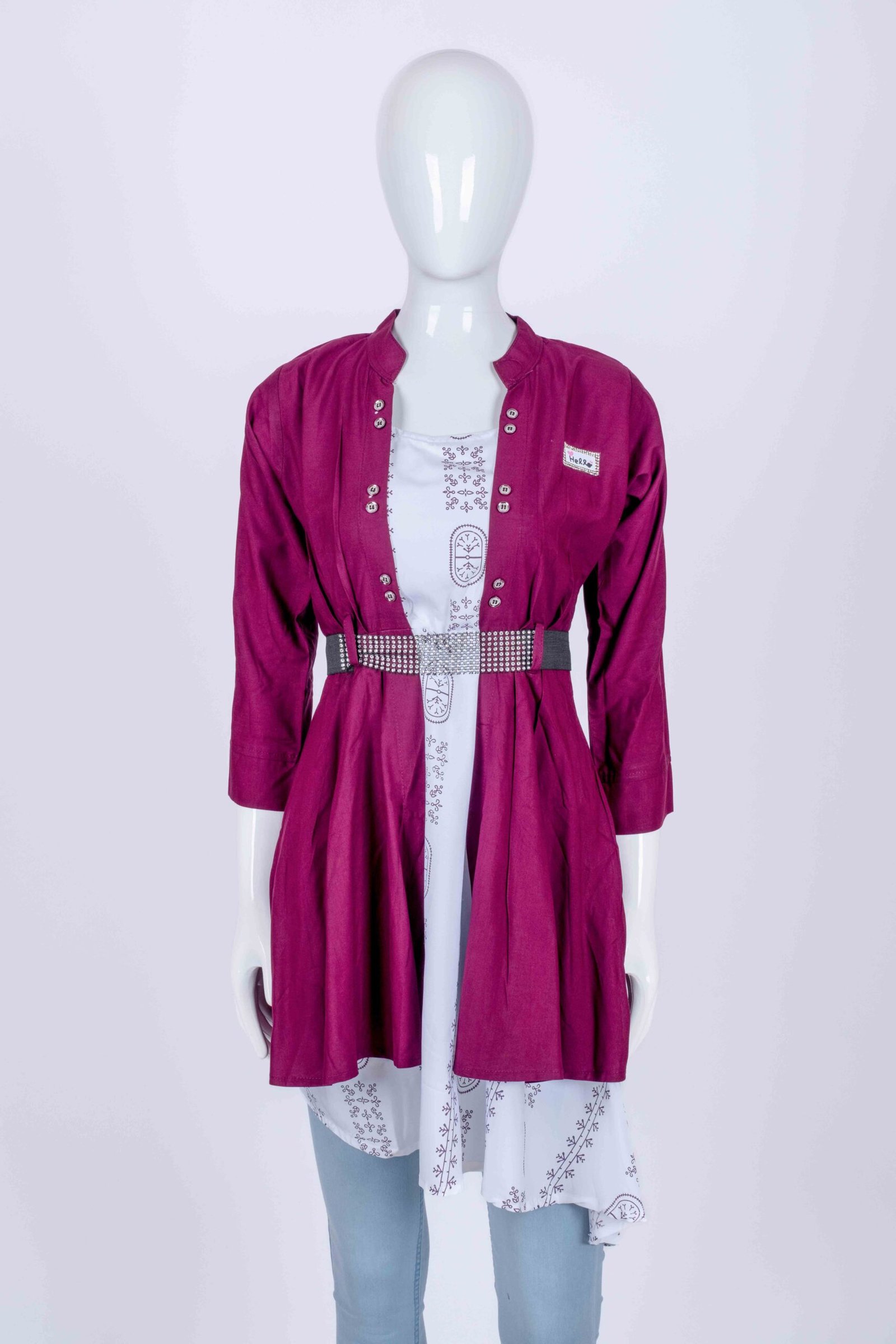 Women Purple overcoat long top/ midi dress