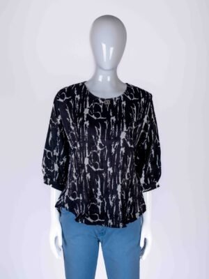 Women's Black abstract print top