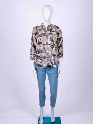 Women's Brown abstract print shirt top