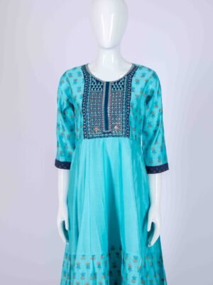 Women's Sky Blue floral printed kurta