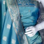 Semi-stitched Blue lehenga set with silver zari work