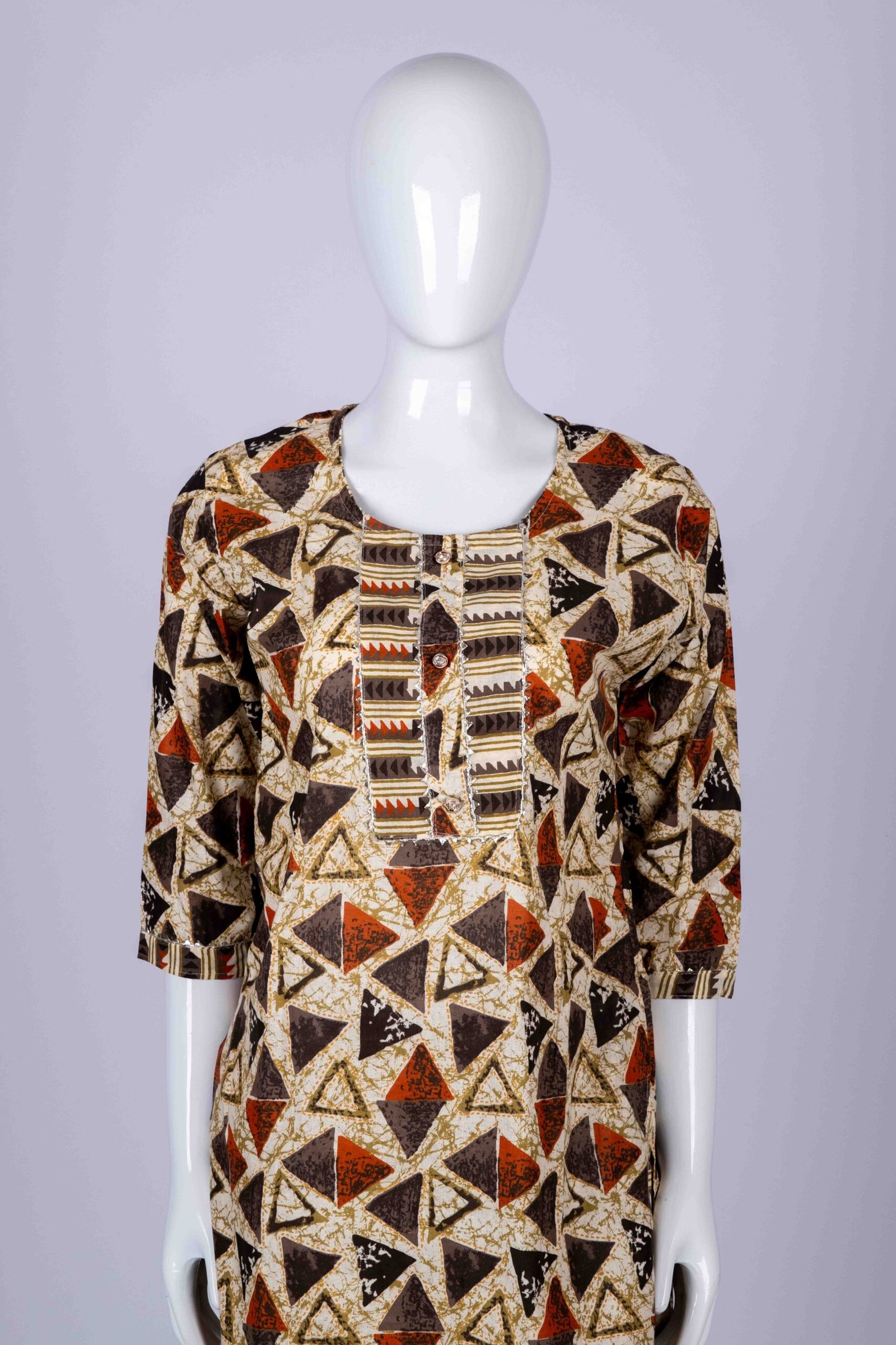 Women's Brown Geometrical printed kurta set