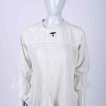 Women's White solid ruffled top