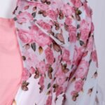 Women Pink floral overcoat long top/ midi dress