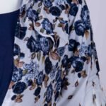 Women Navy Blue floral overcoat long top/ midi dress