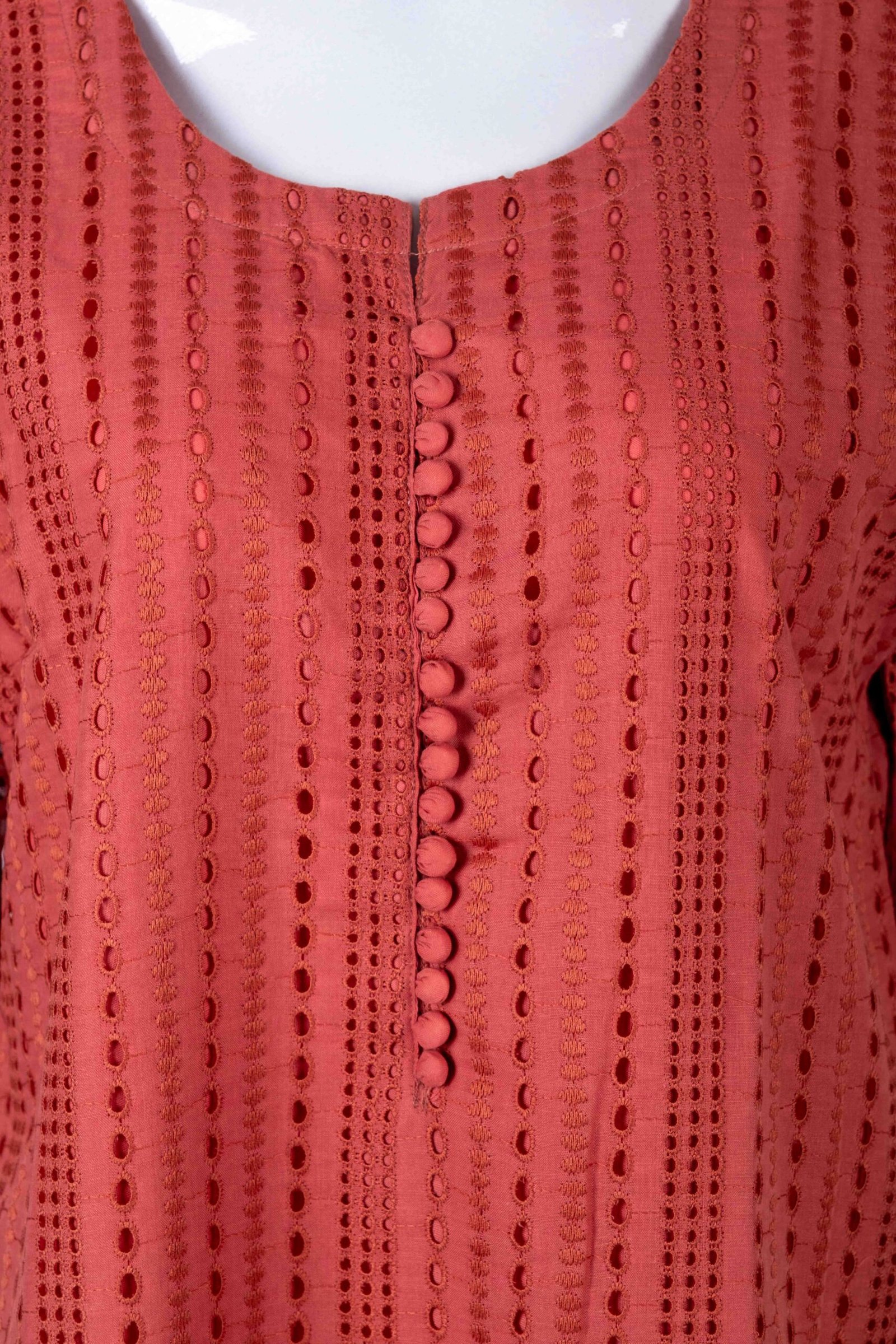 Women's Coral Pink classic hakoba work kurta top