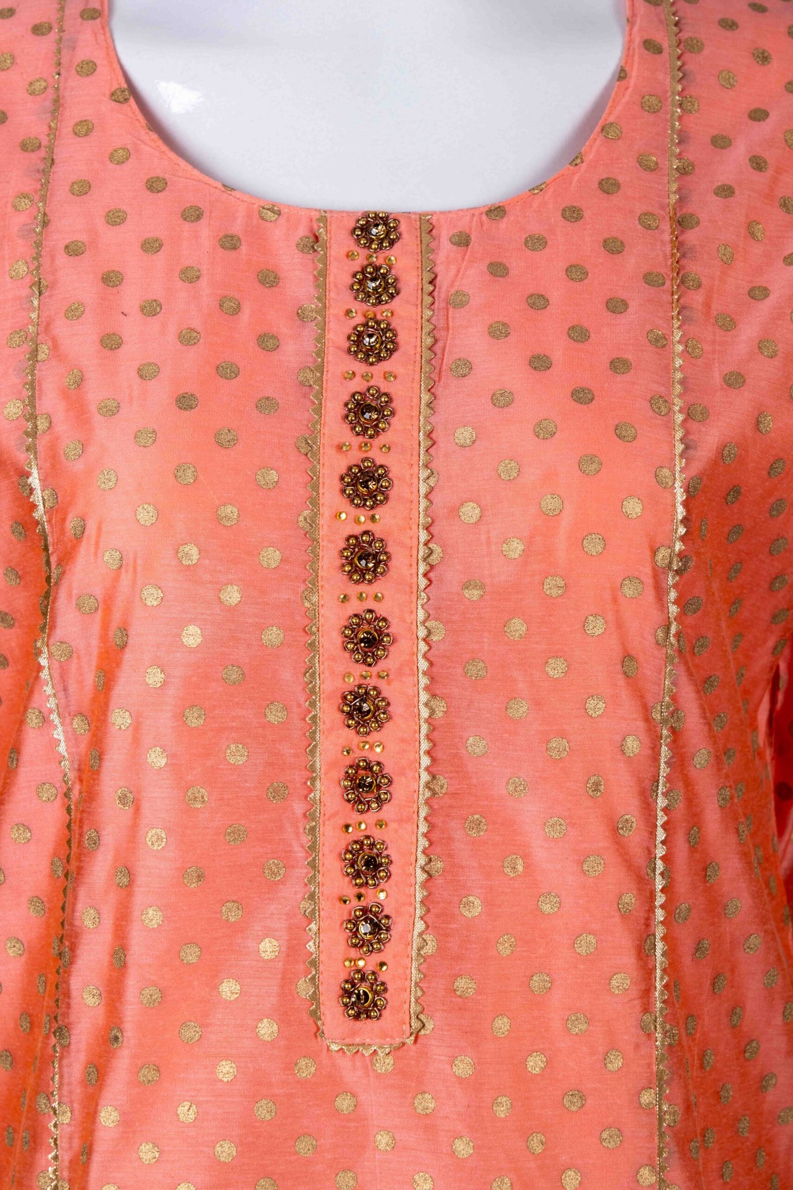 Women's Peach polka dot kurta top