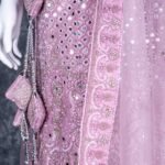 Semi-stitched Lavender lehenga set with mirror and stone work