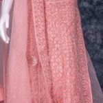 Semi-stitched light pink lehenga set with silver zari and stone work