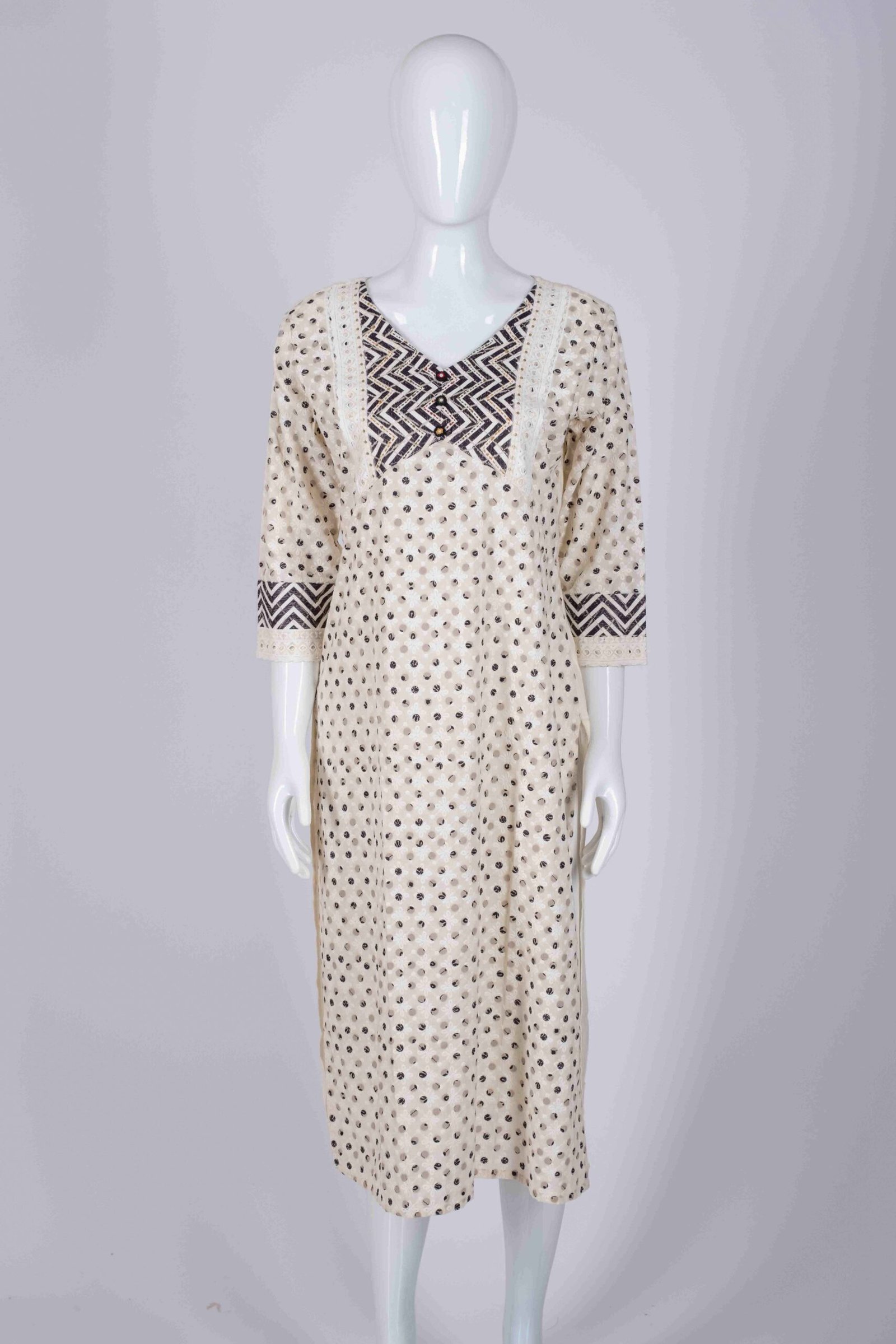 Women's Off-White polka dots kurta top