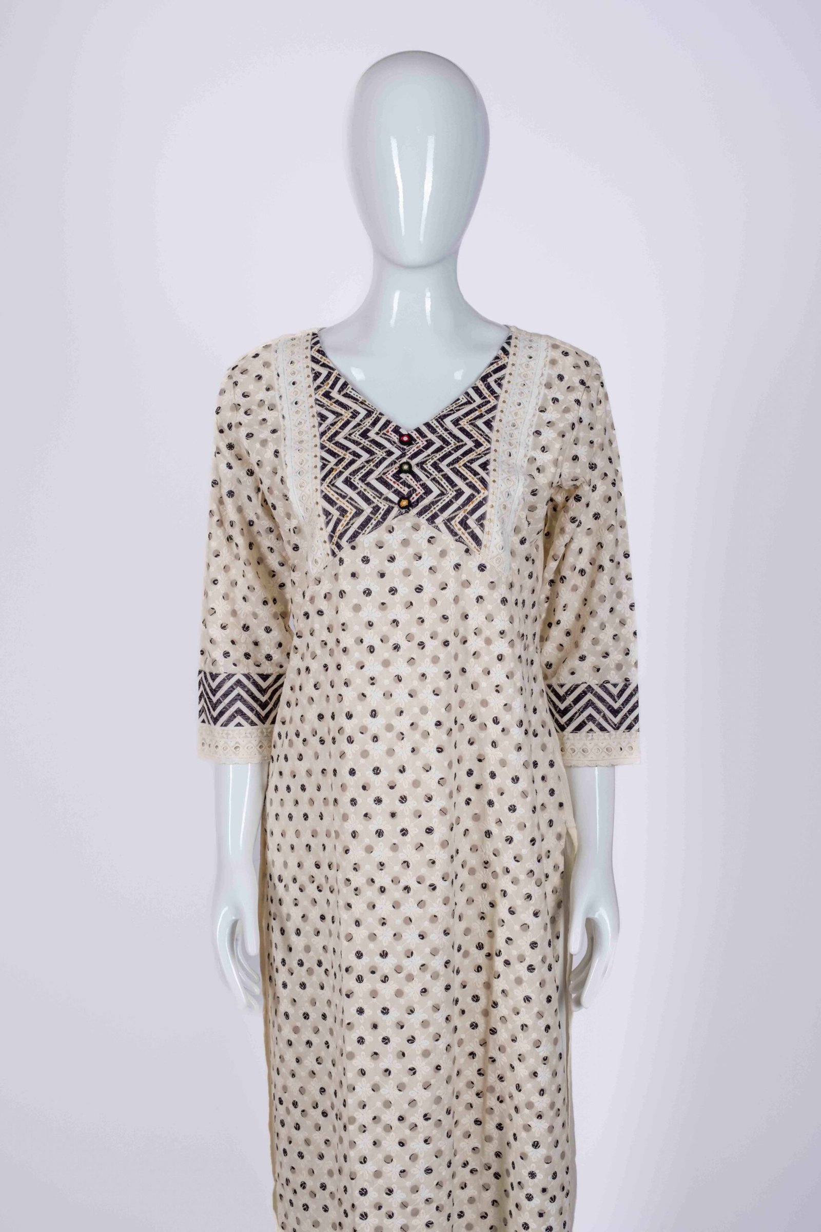 Women's Off-White polka dots kurta top