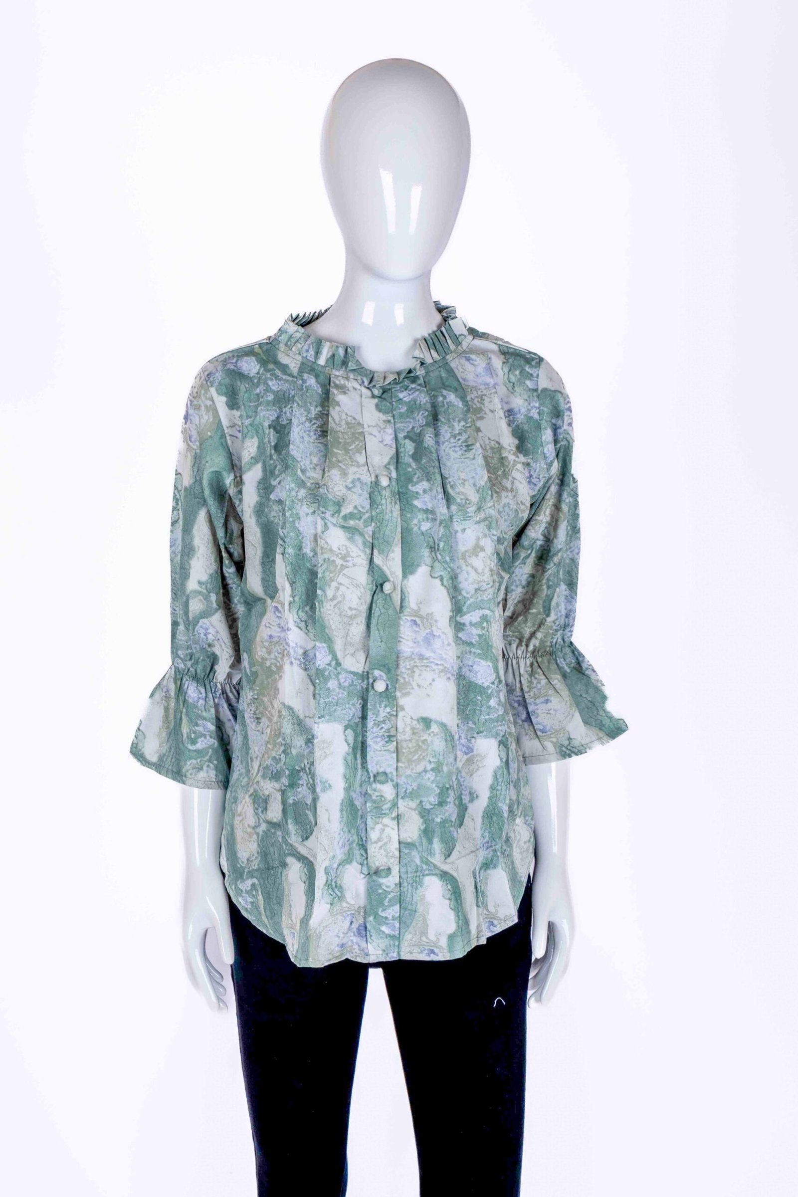 Women's Green marble print shirt top