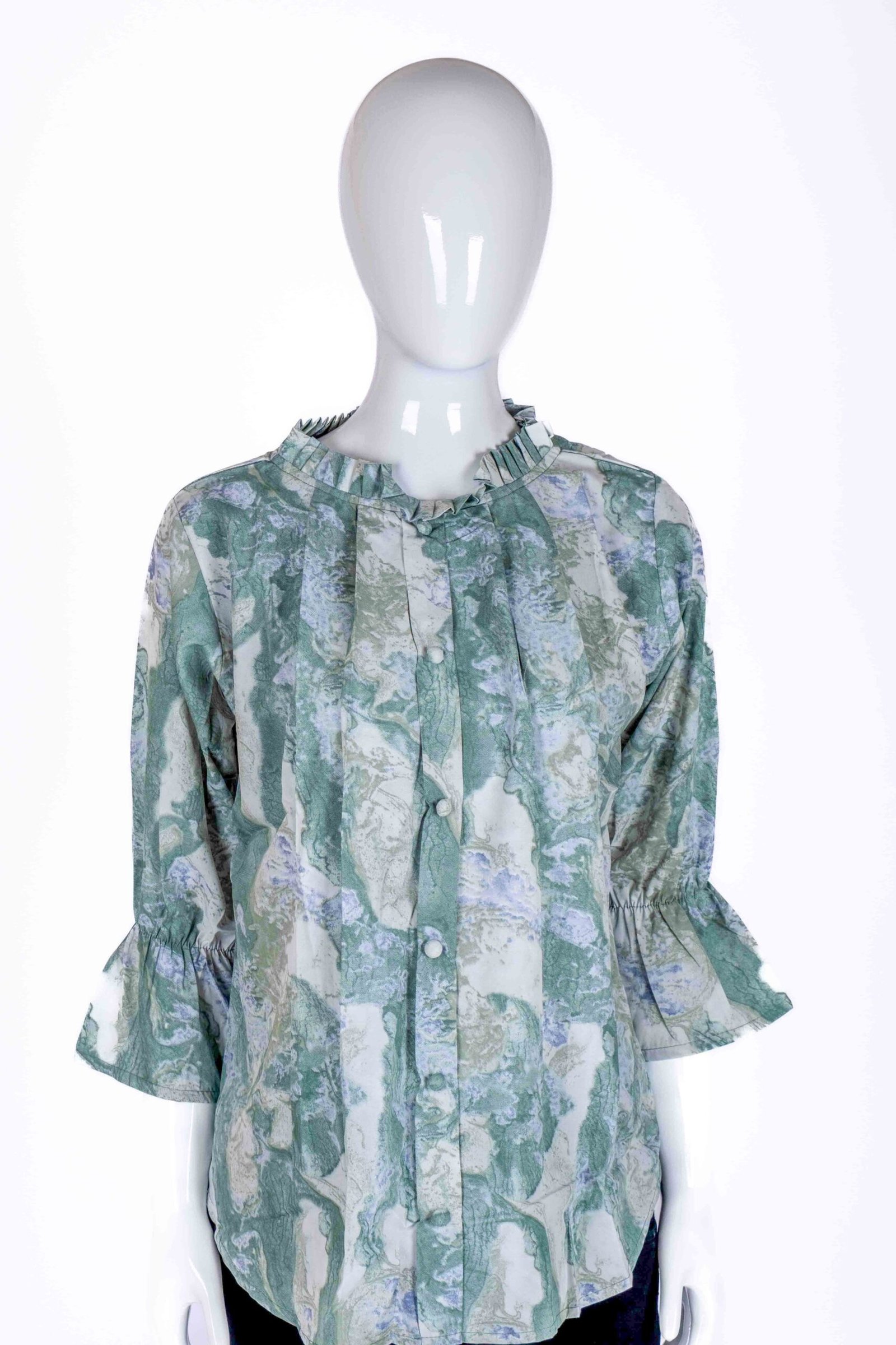 Women's Green marble print shirt top