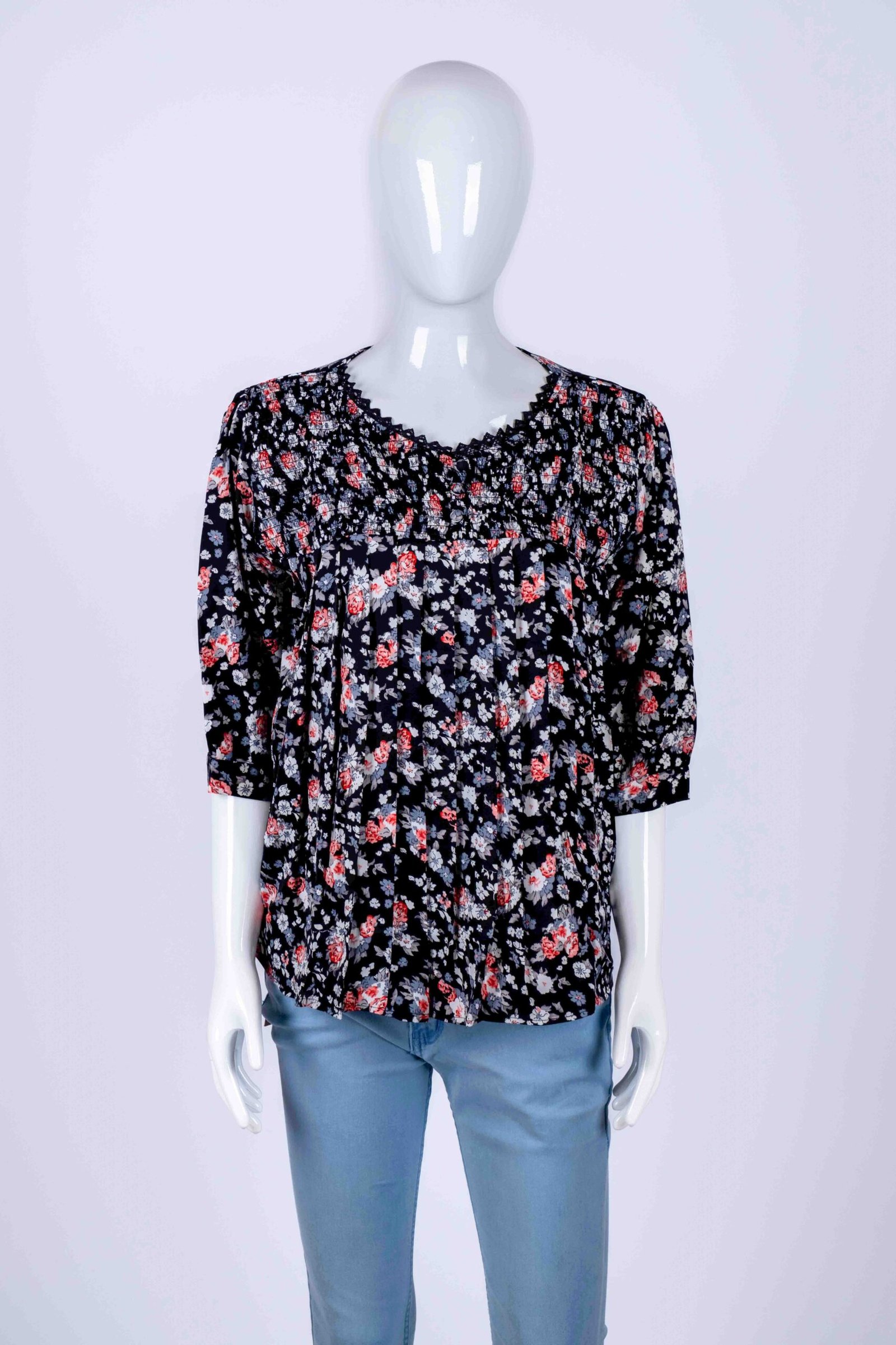 Women's Black floral print top