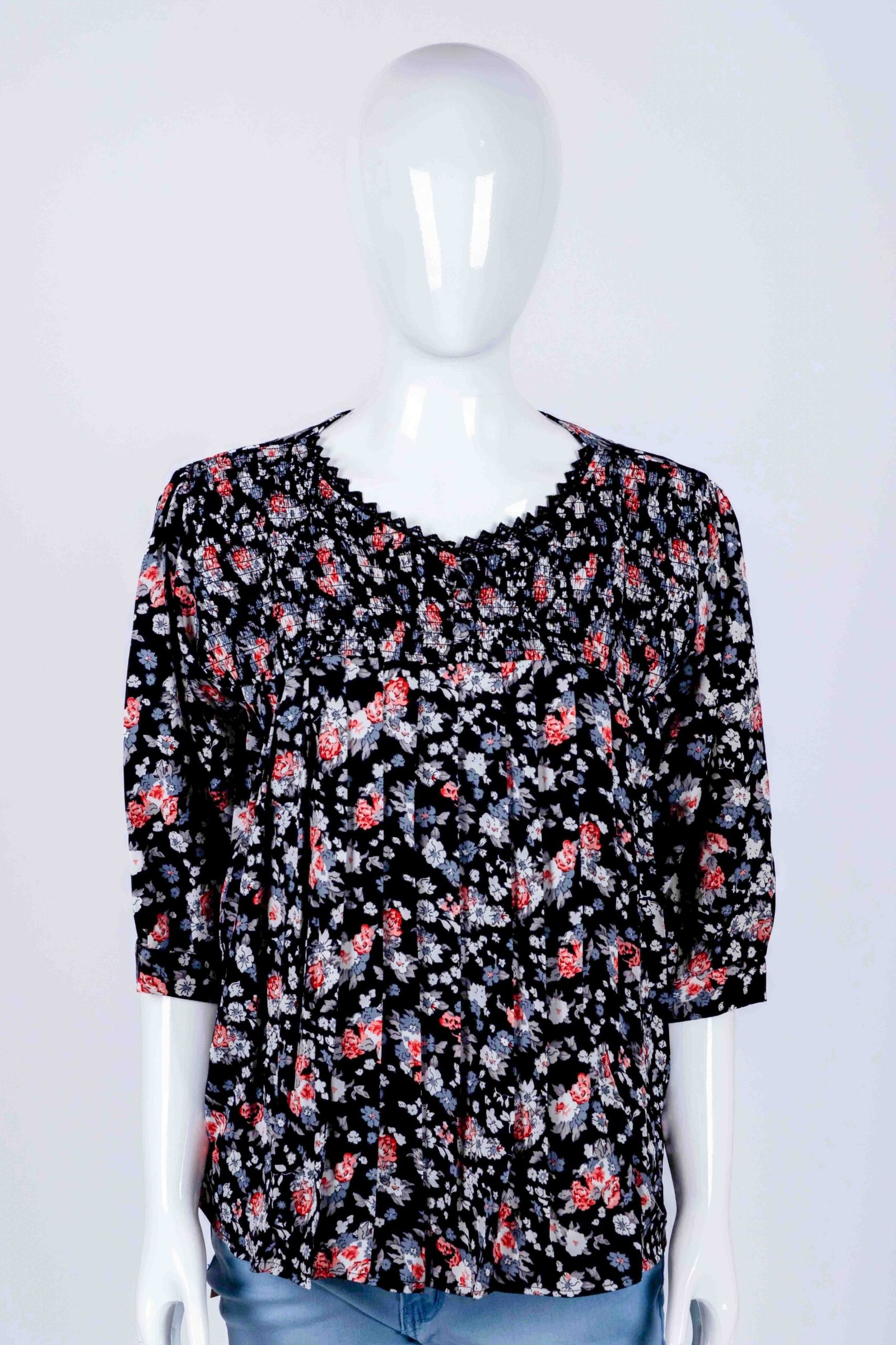 Women's Black floral print top