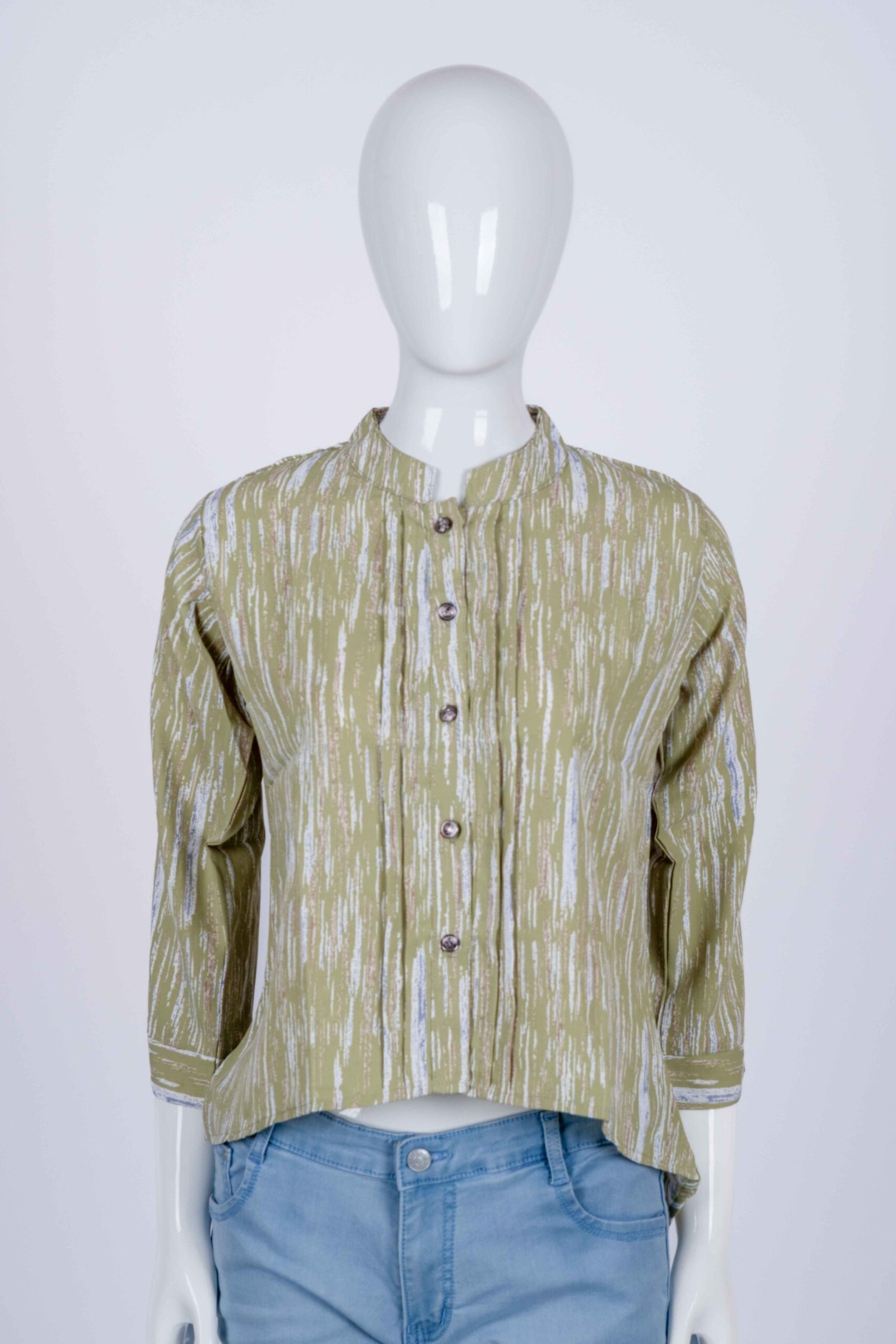 Women Green irregular stripe shirt top