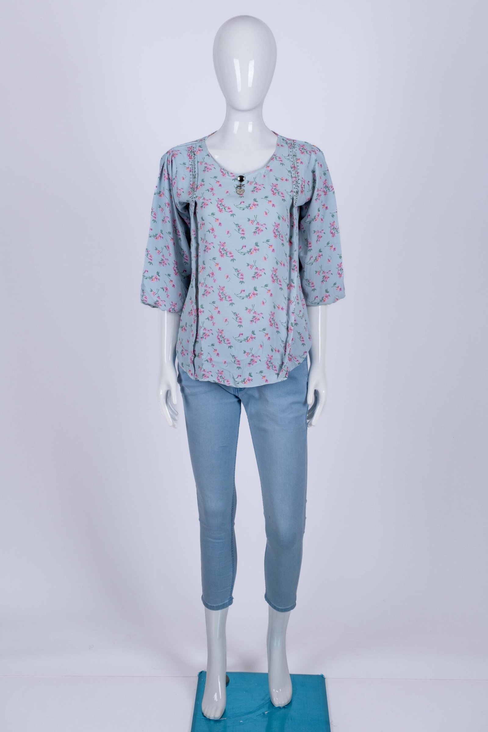 Women Blue floral print top