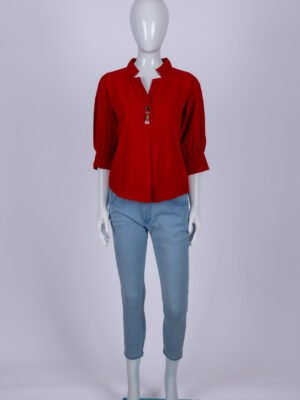 Women Red solid top