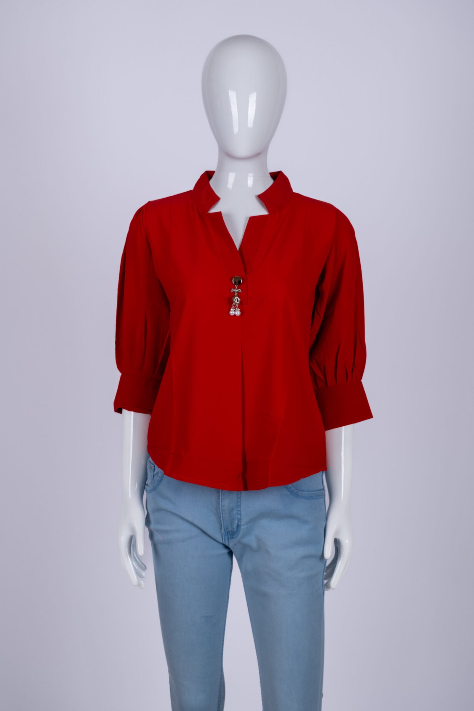 Women Red solid top