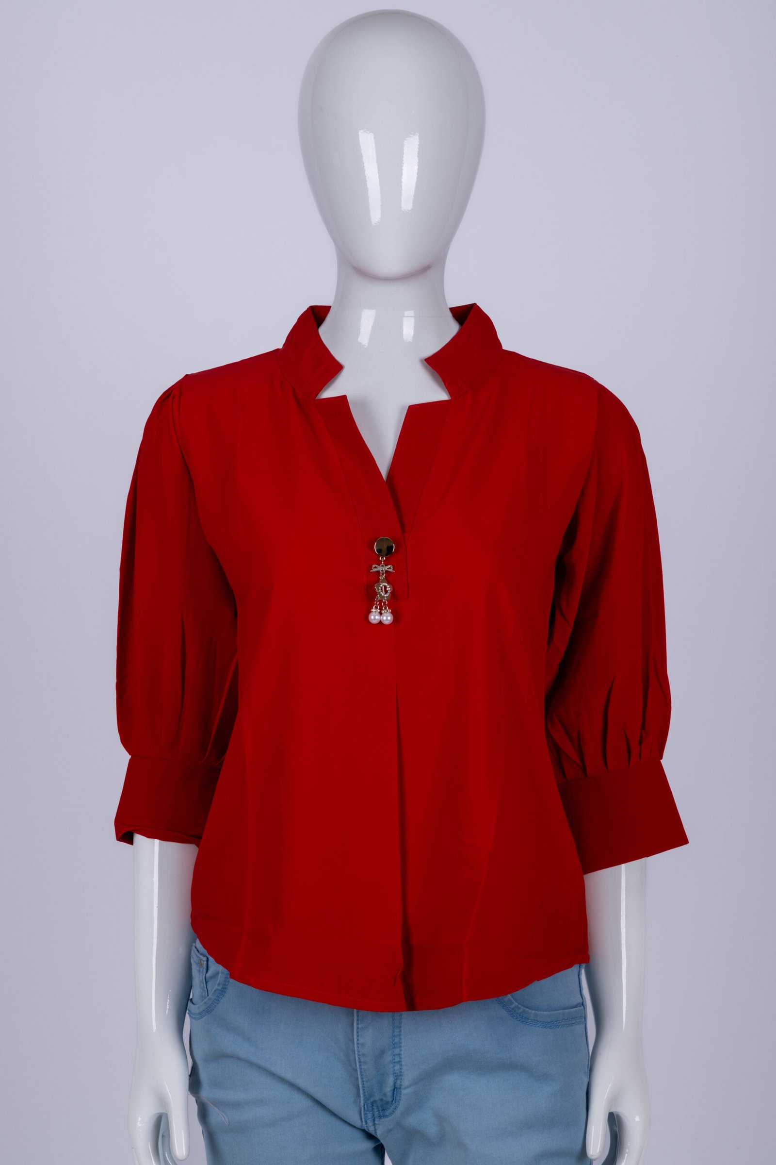 Women Red solid top