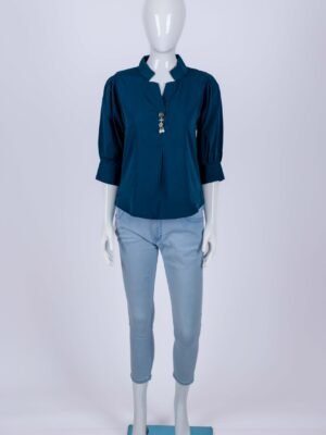 Women Peacock Blue solid top