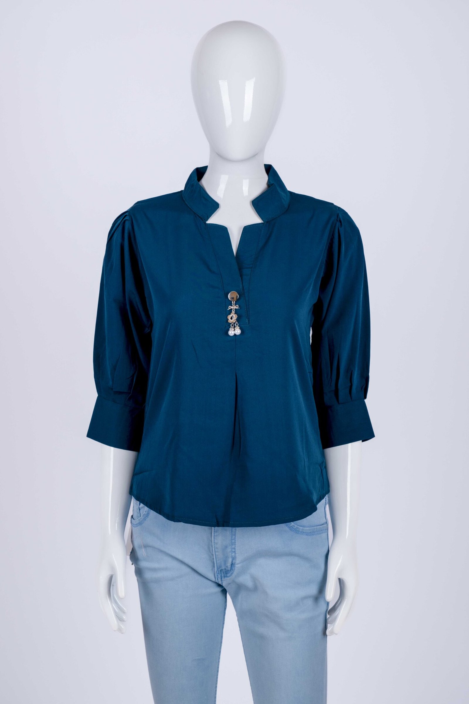 Women Peacock Blue solid top