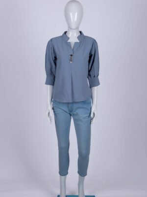 Women Light Blue solid top