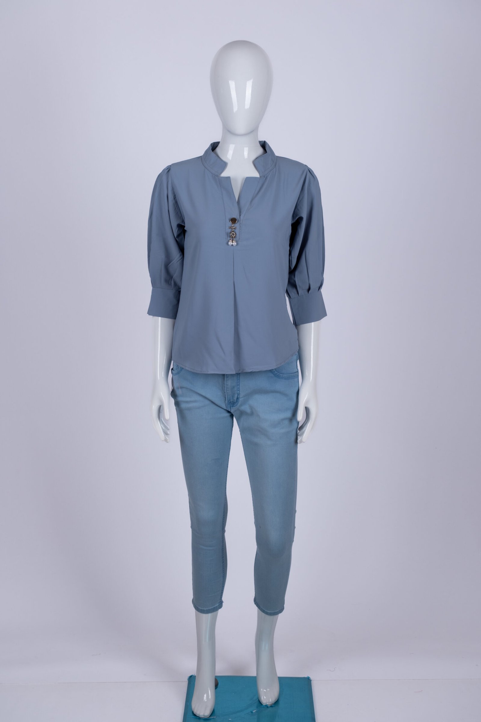 Women Light Blue solid top