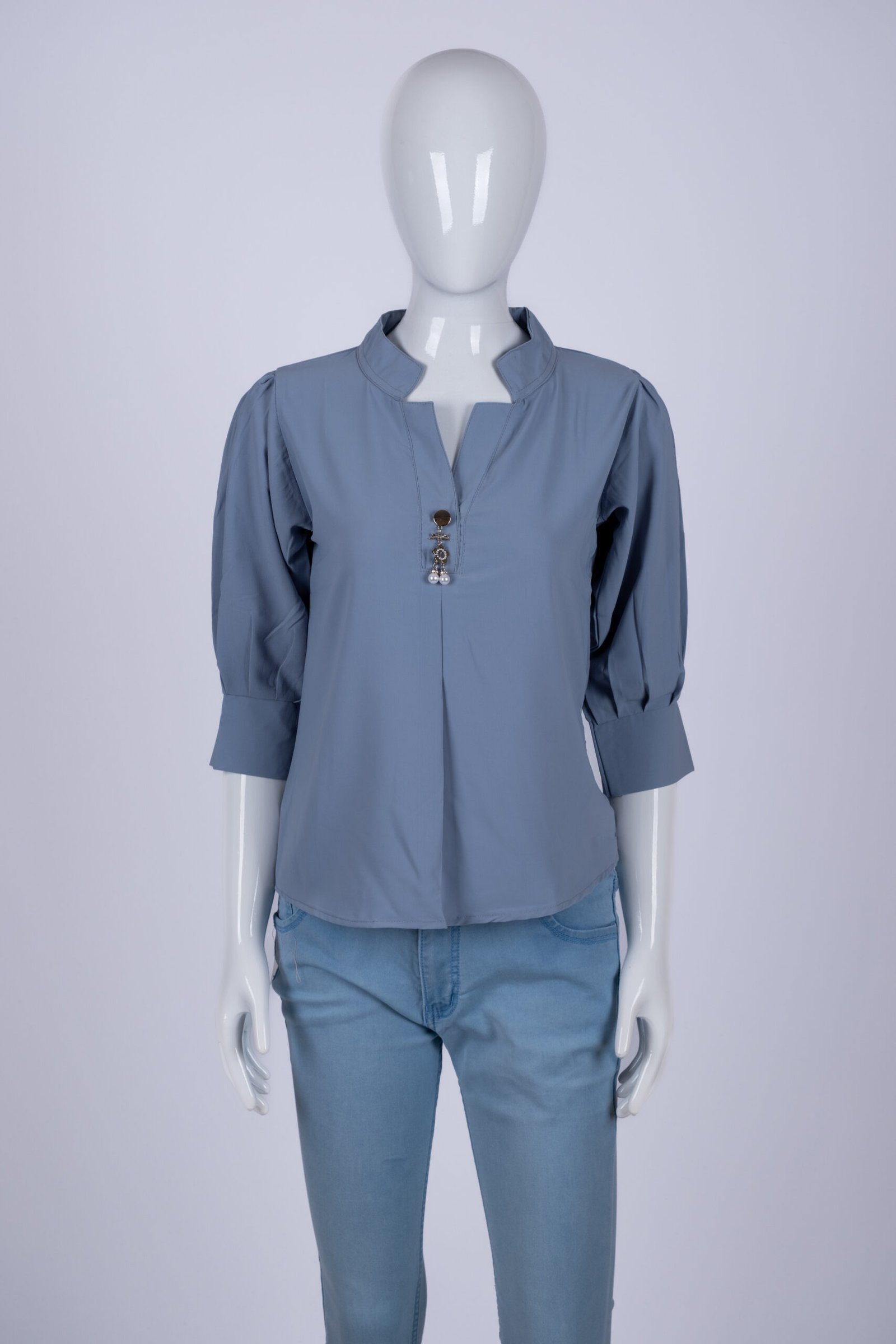 Women Light Blue solid top