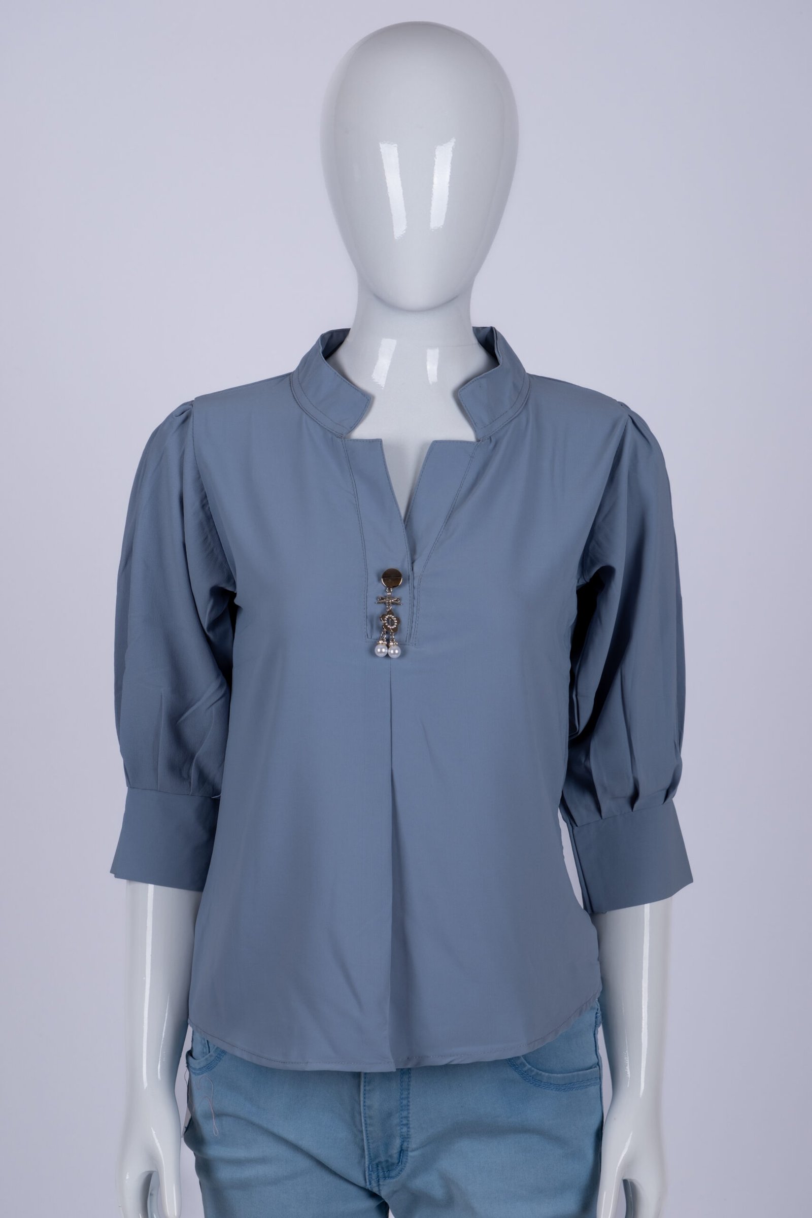 Women Light Blue solid top