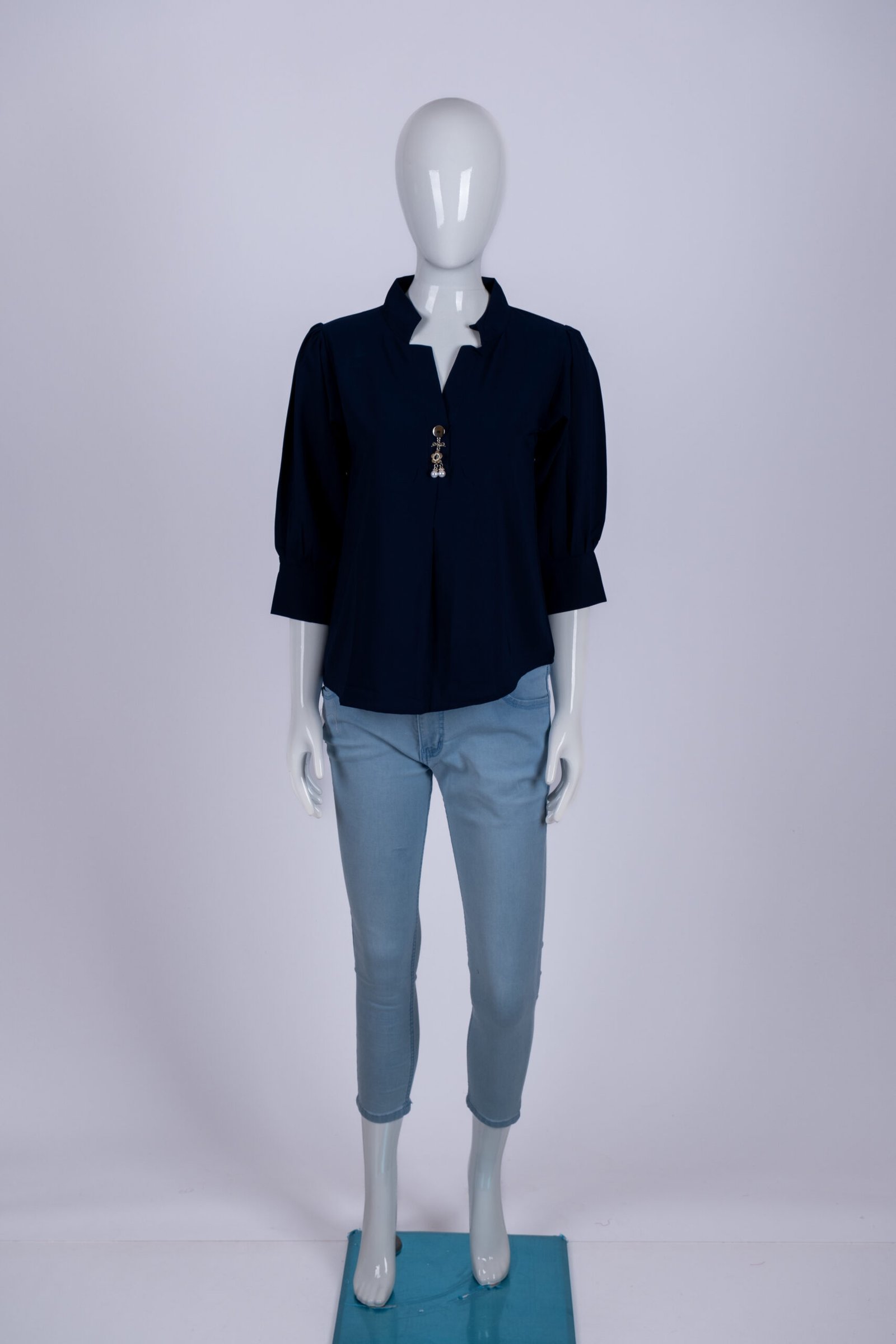 Women Navy Blue solid top