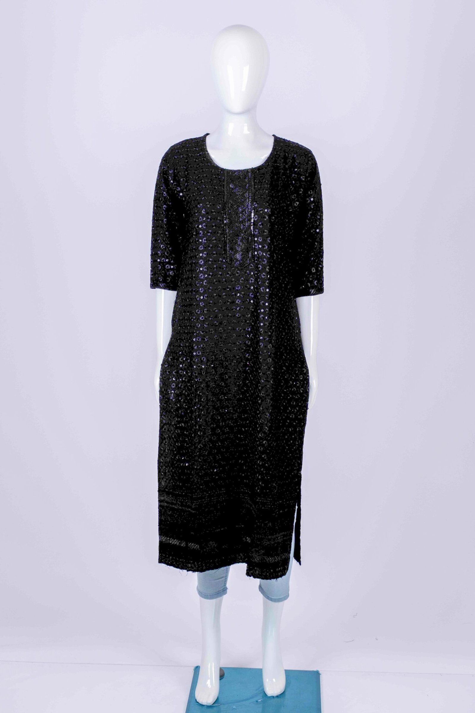 Women's Black classic chikankari kurta top