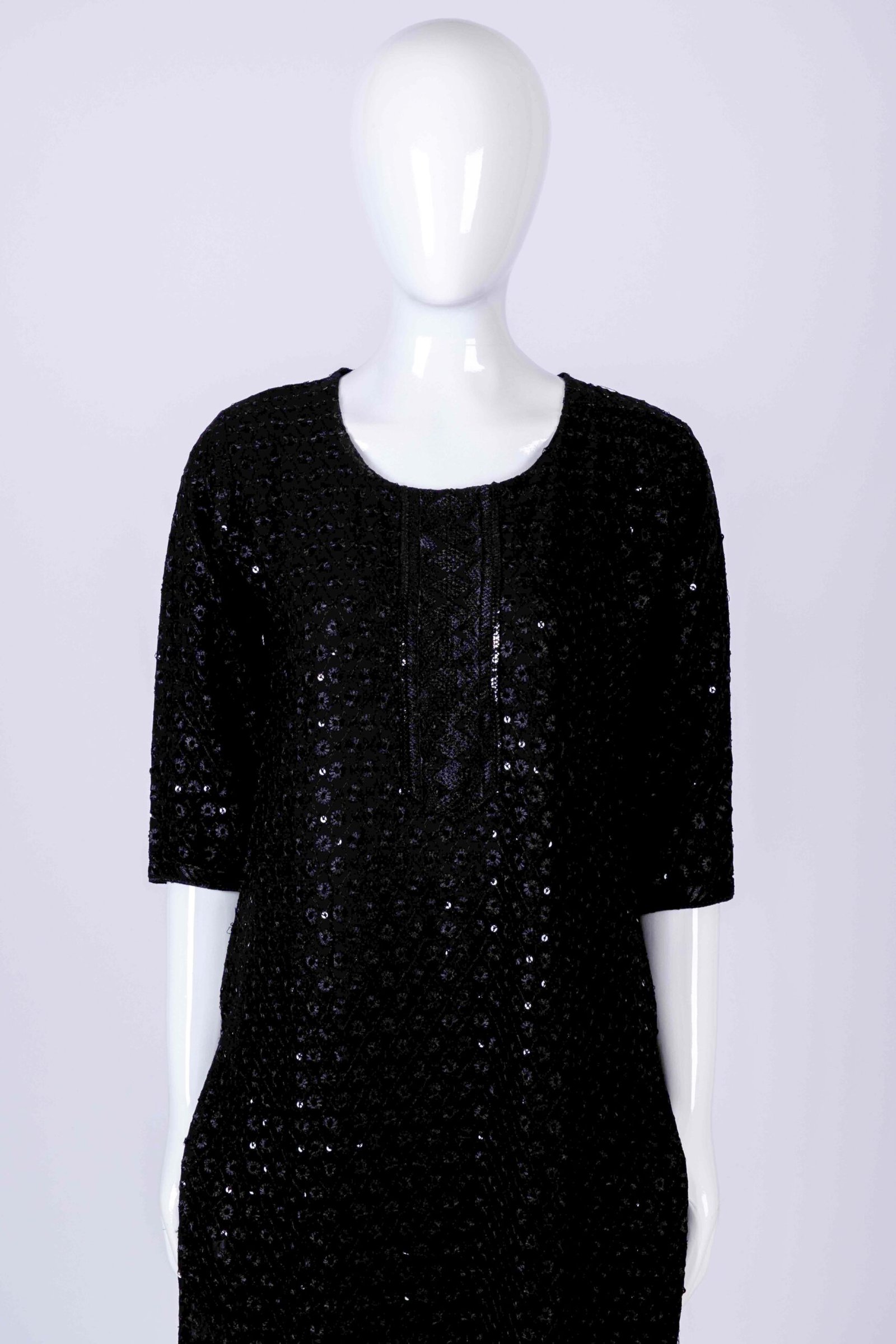 Women's Black classic chikankari kurta top