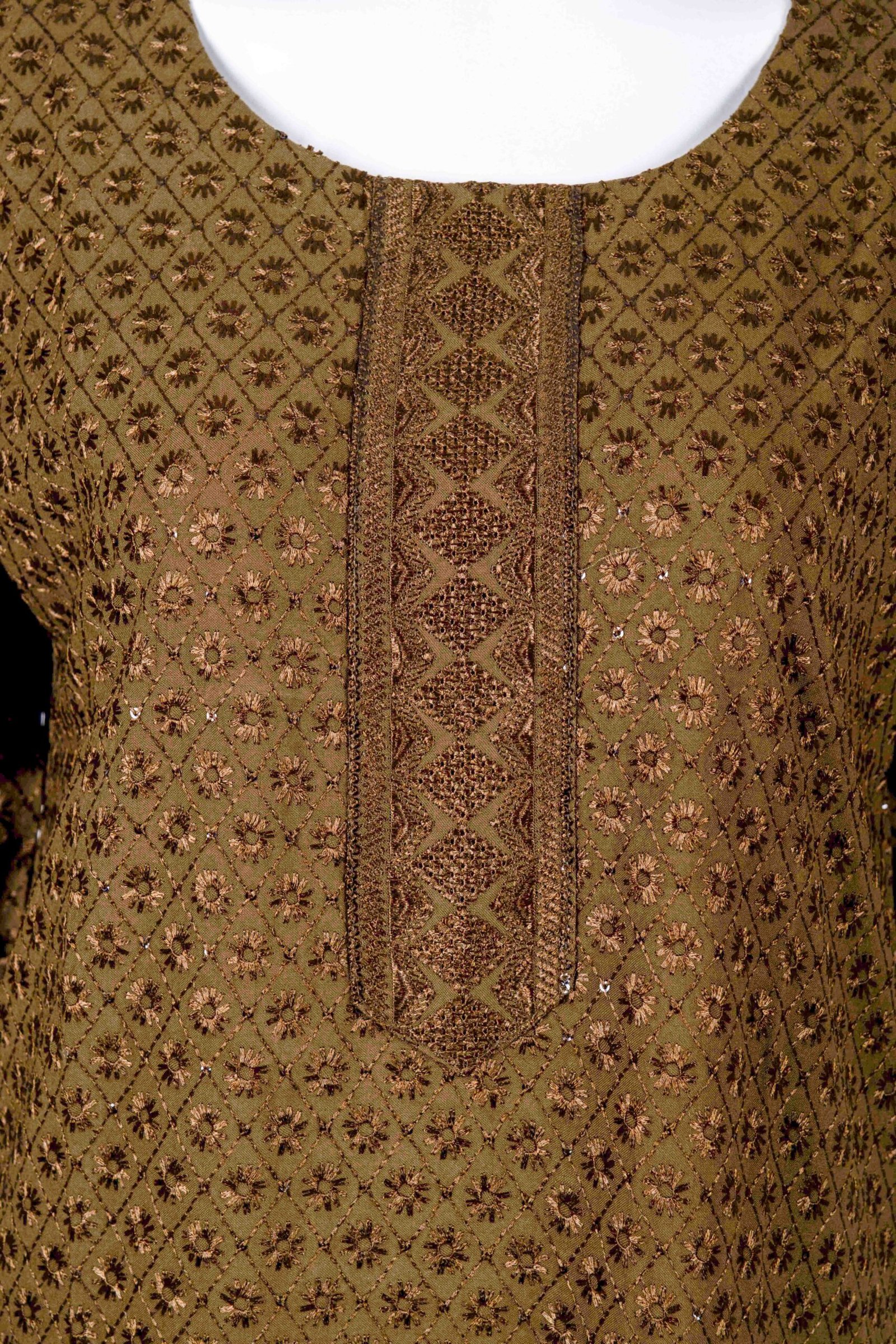 Women's Olive classic chikankari kurta top