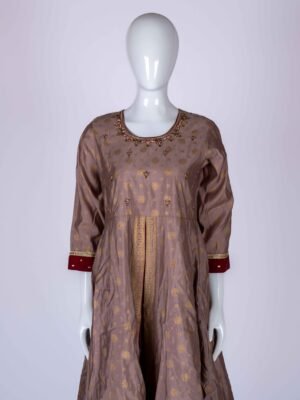 Women's Caramel Brown ethnic printed kurta top