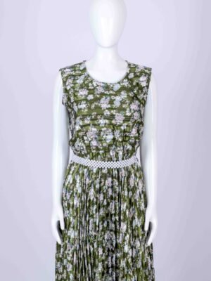 Women's Green floral printed maxi dress