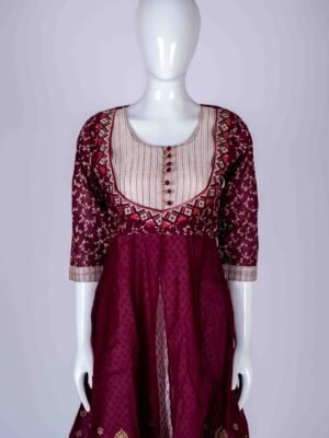 Women's Maroon floral printed kurta top