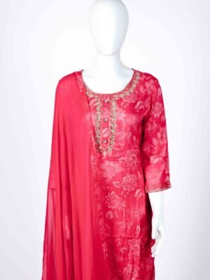 Women's Pink floral print kurta set