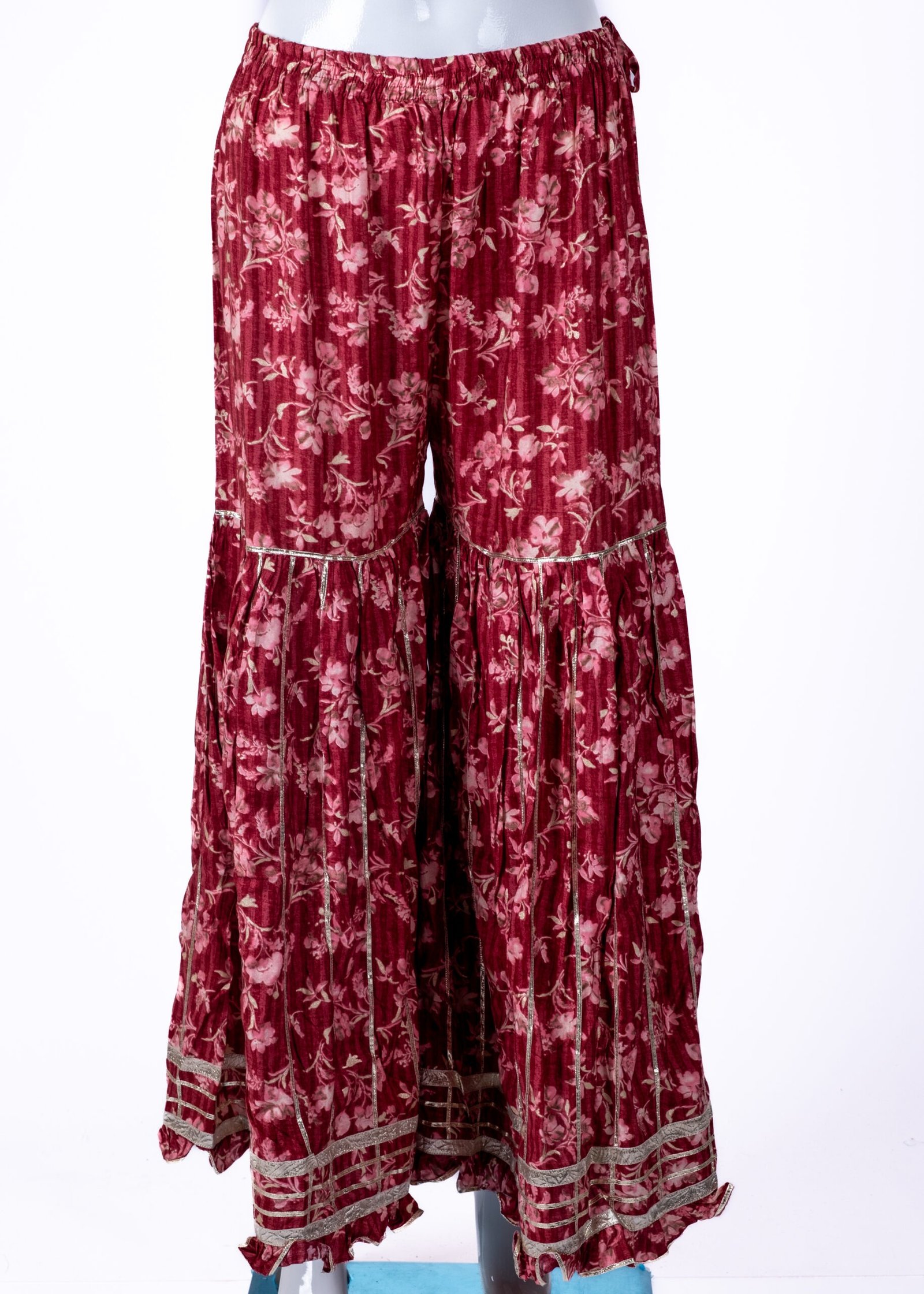 Women's Maroon floral printed kurta sharara set