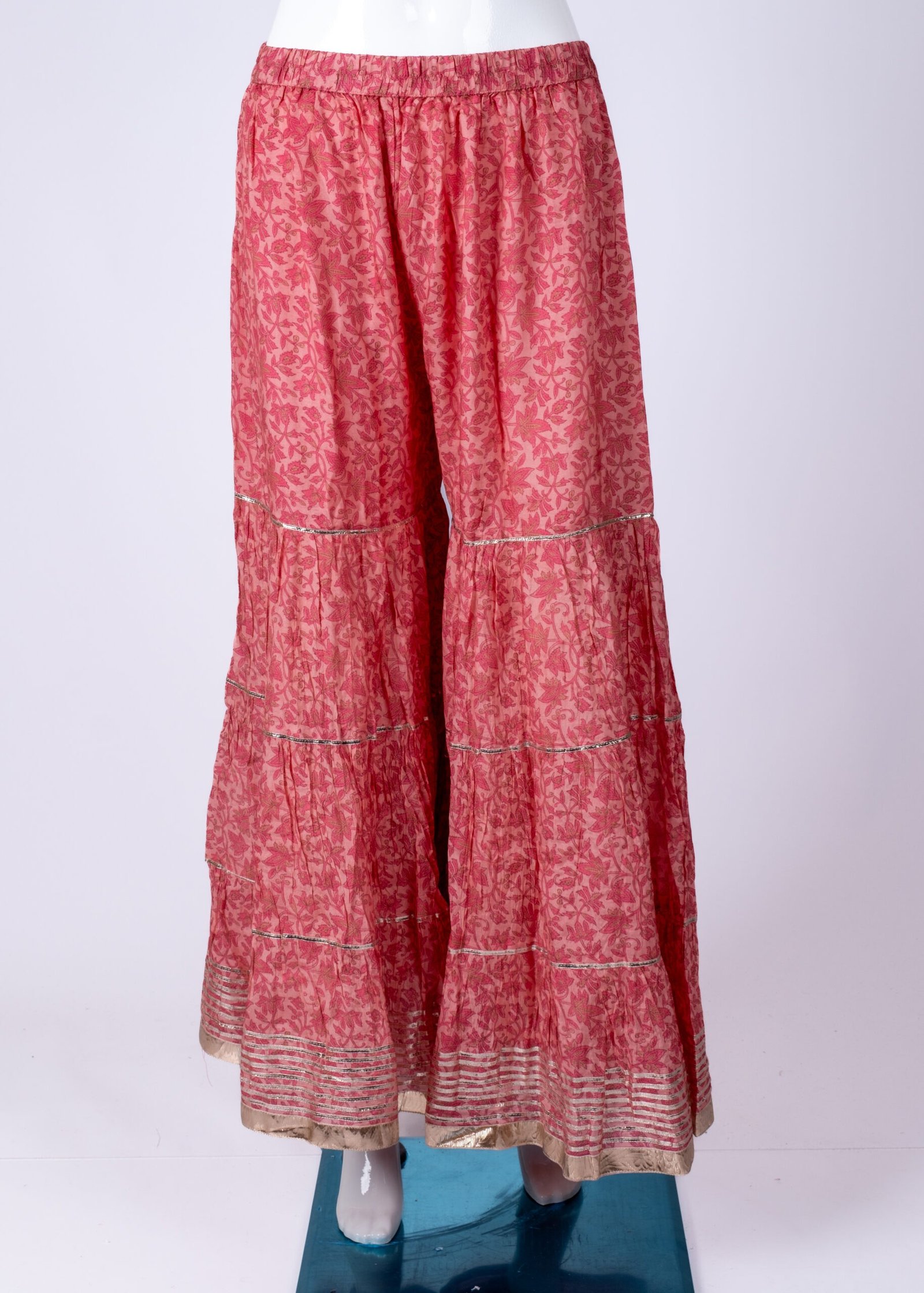 Women's Pink floral print kurta sharara set