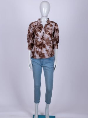 Women's Brown floral patterned top