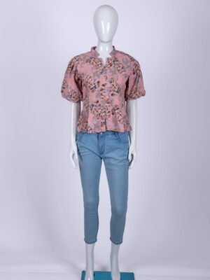 Women's Peach leaf print top