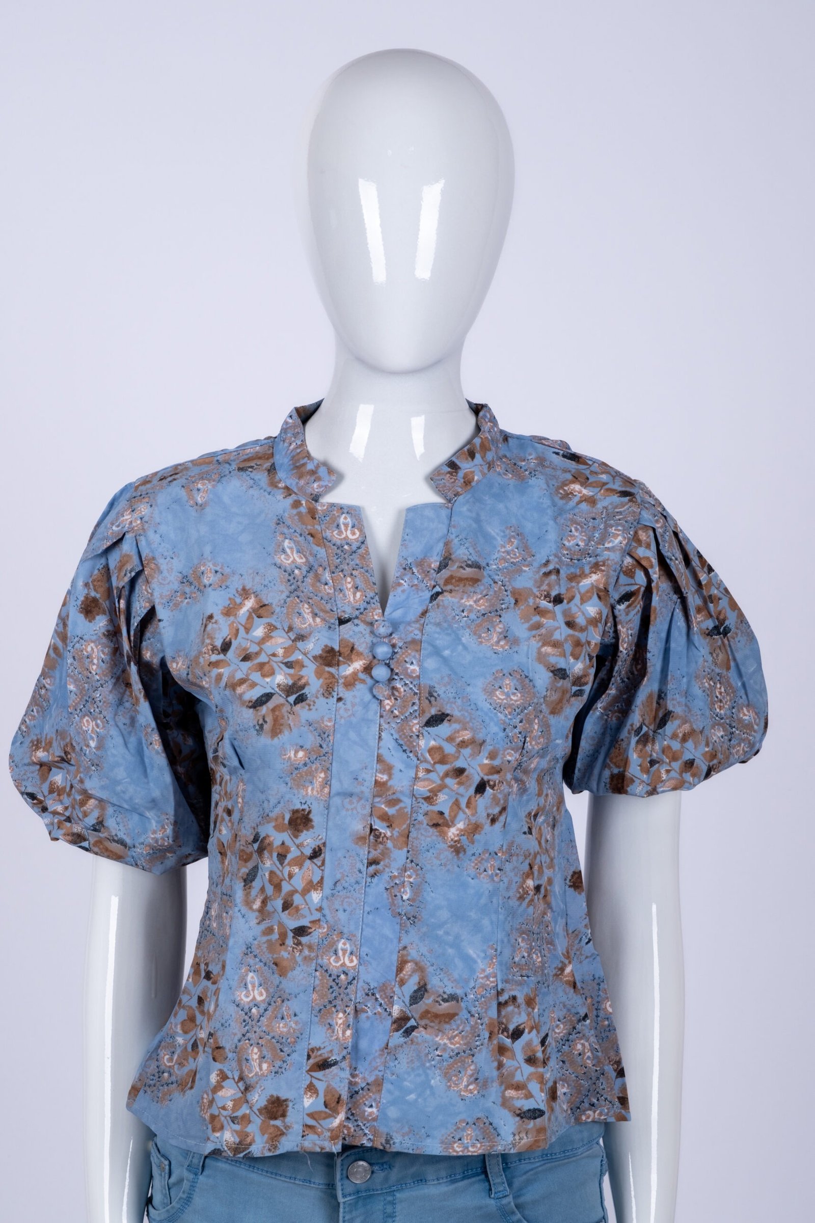 Women's Blue leaf print top