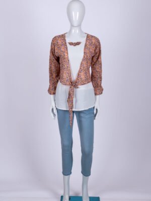 Women's Peach floral overcoat top