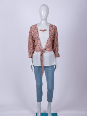 Women's Pink floral overcoat top