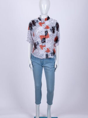 Women's Peach abstract print shirt top