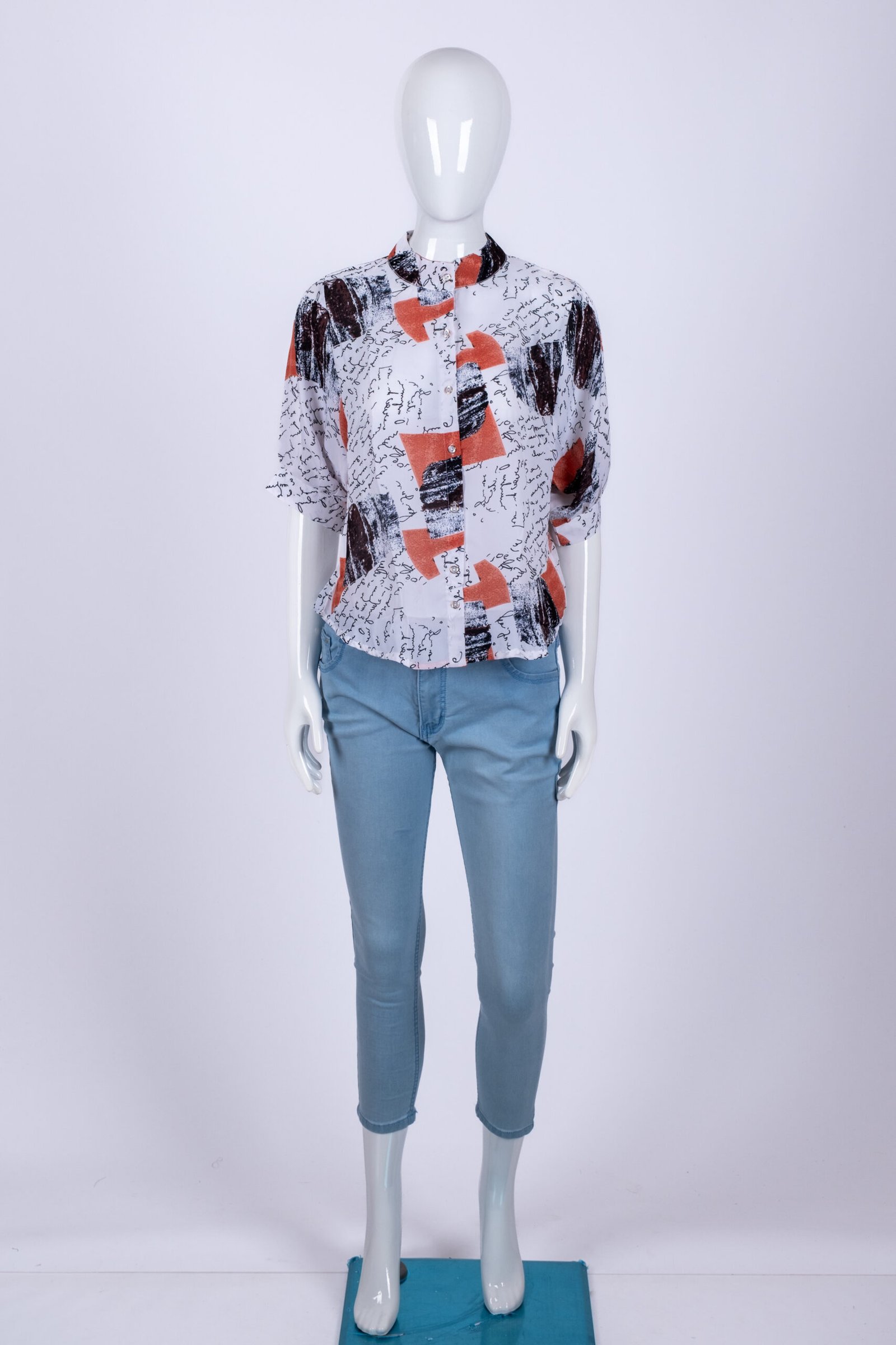 Women's Peach abstract print shirt top