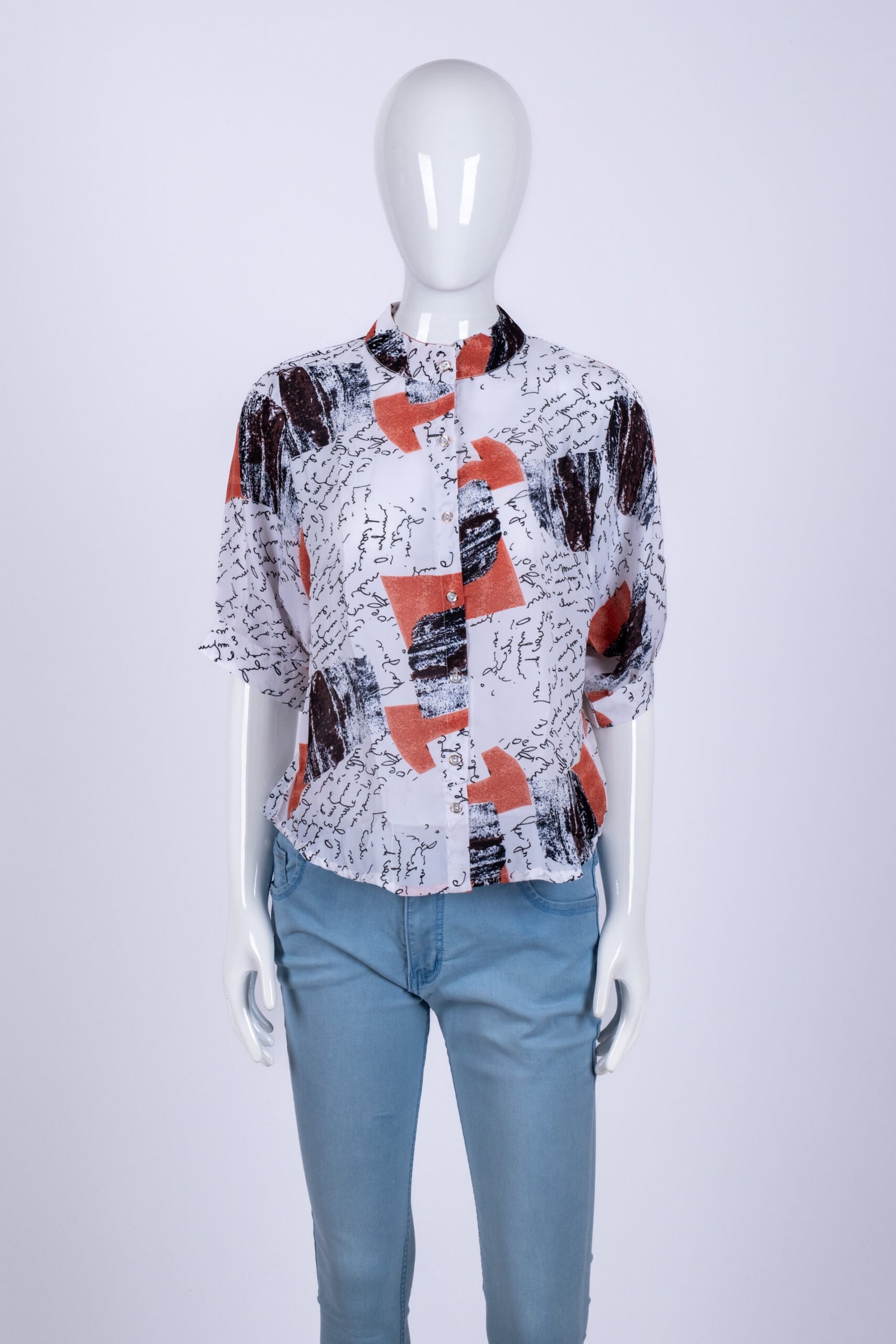 Women's Peach abstract print shirt top