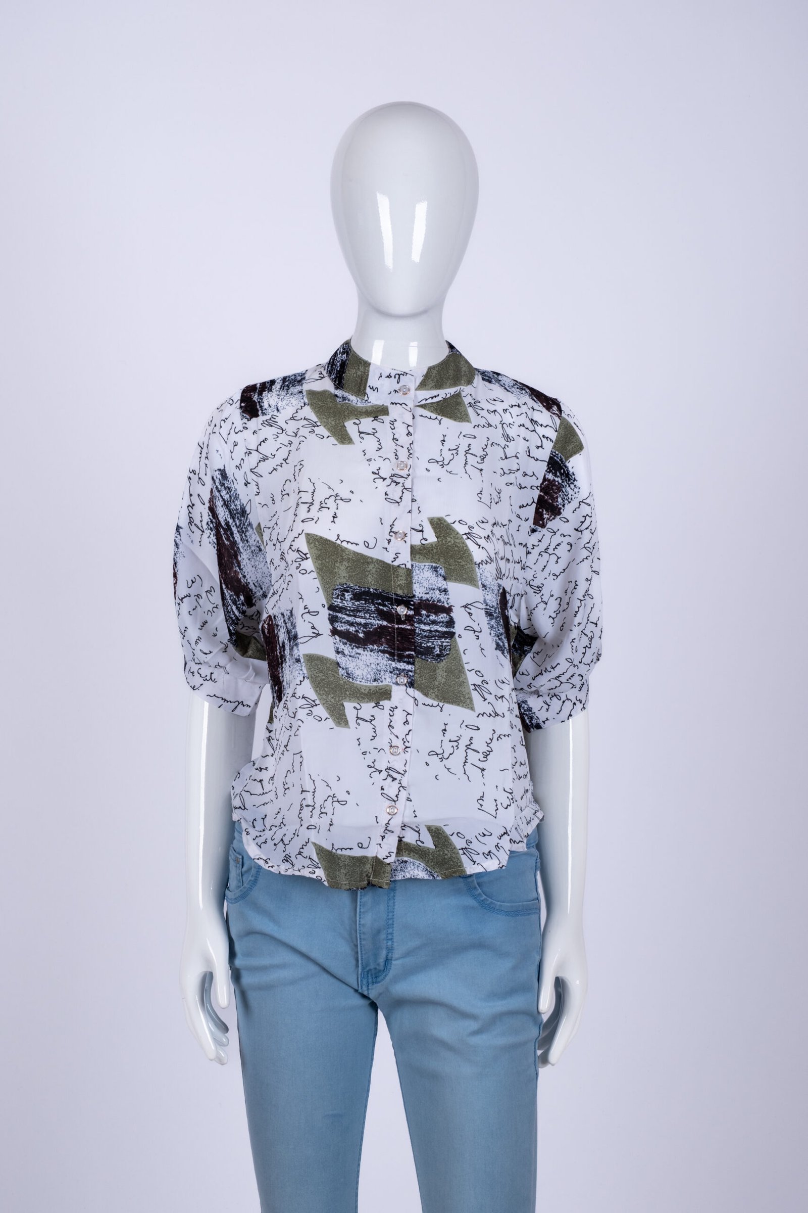 Women's Green abstract print shirt top