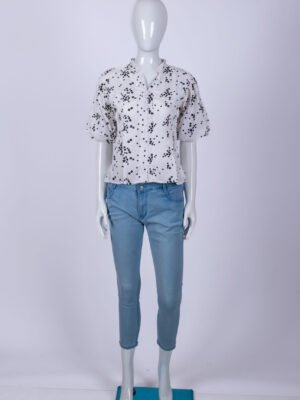 Women's White floral print top